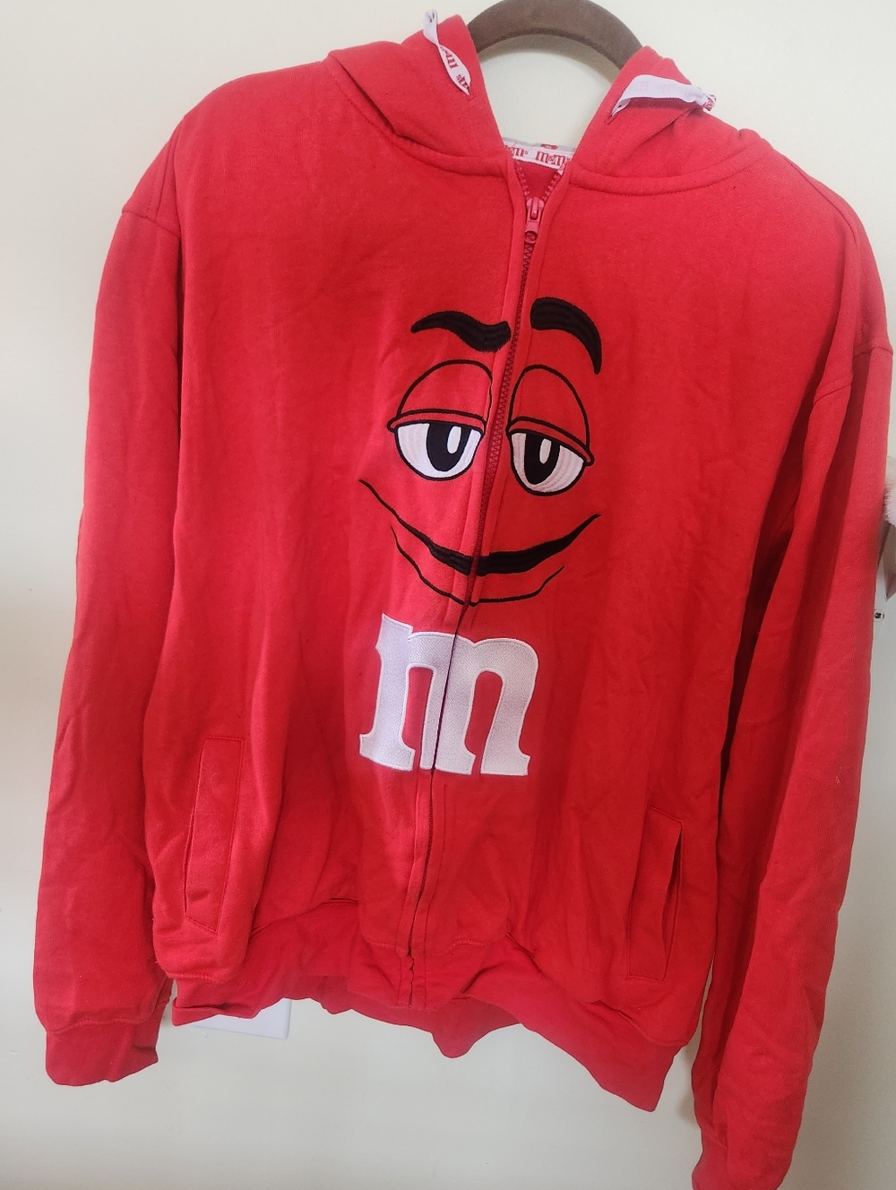 M&M'S Red Zip-Up Hoodie with Character Graphic
